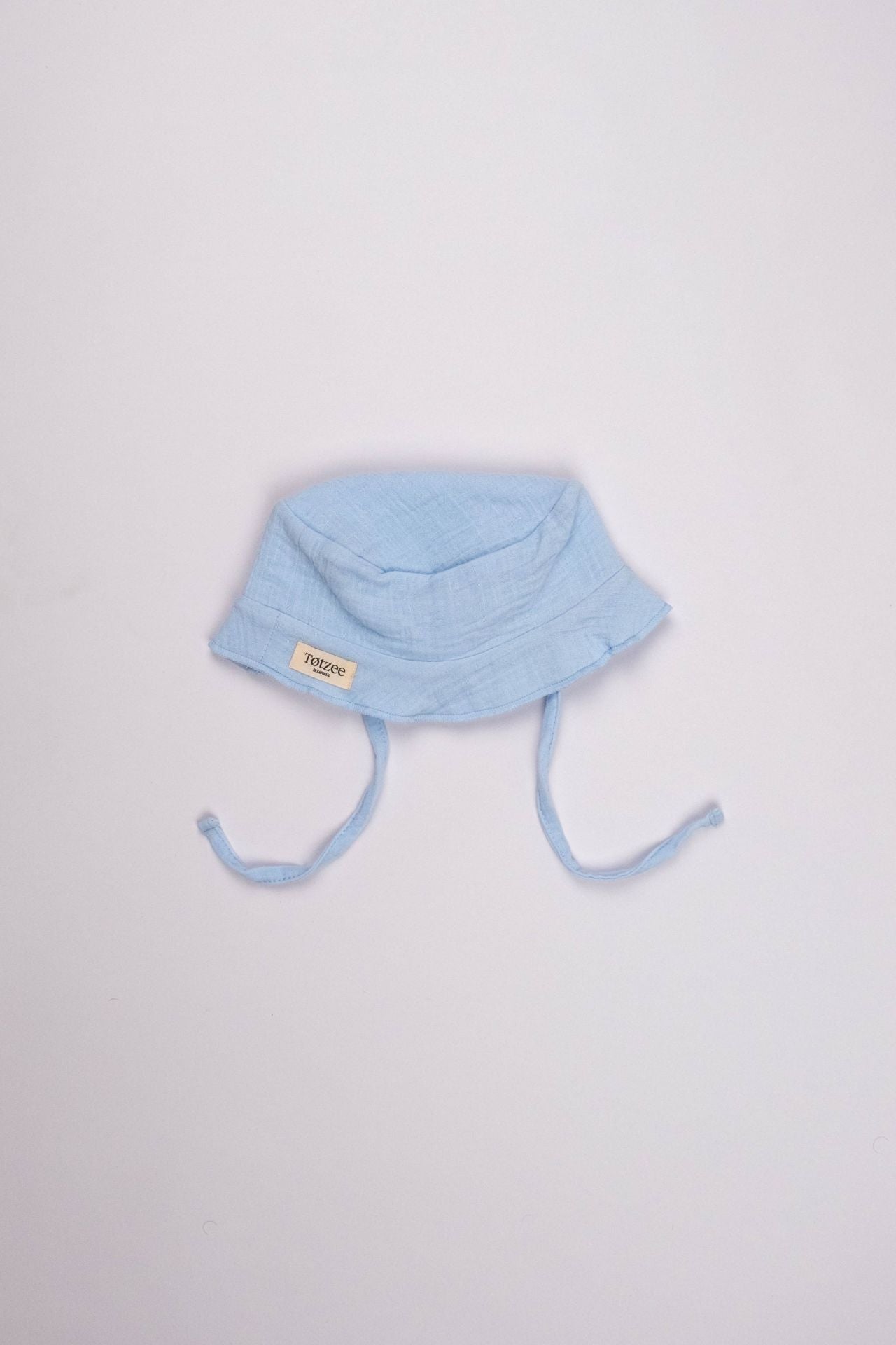 Baby Blue Muslin Bucket Lace Up Hat Summer Baby Hat Totzee