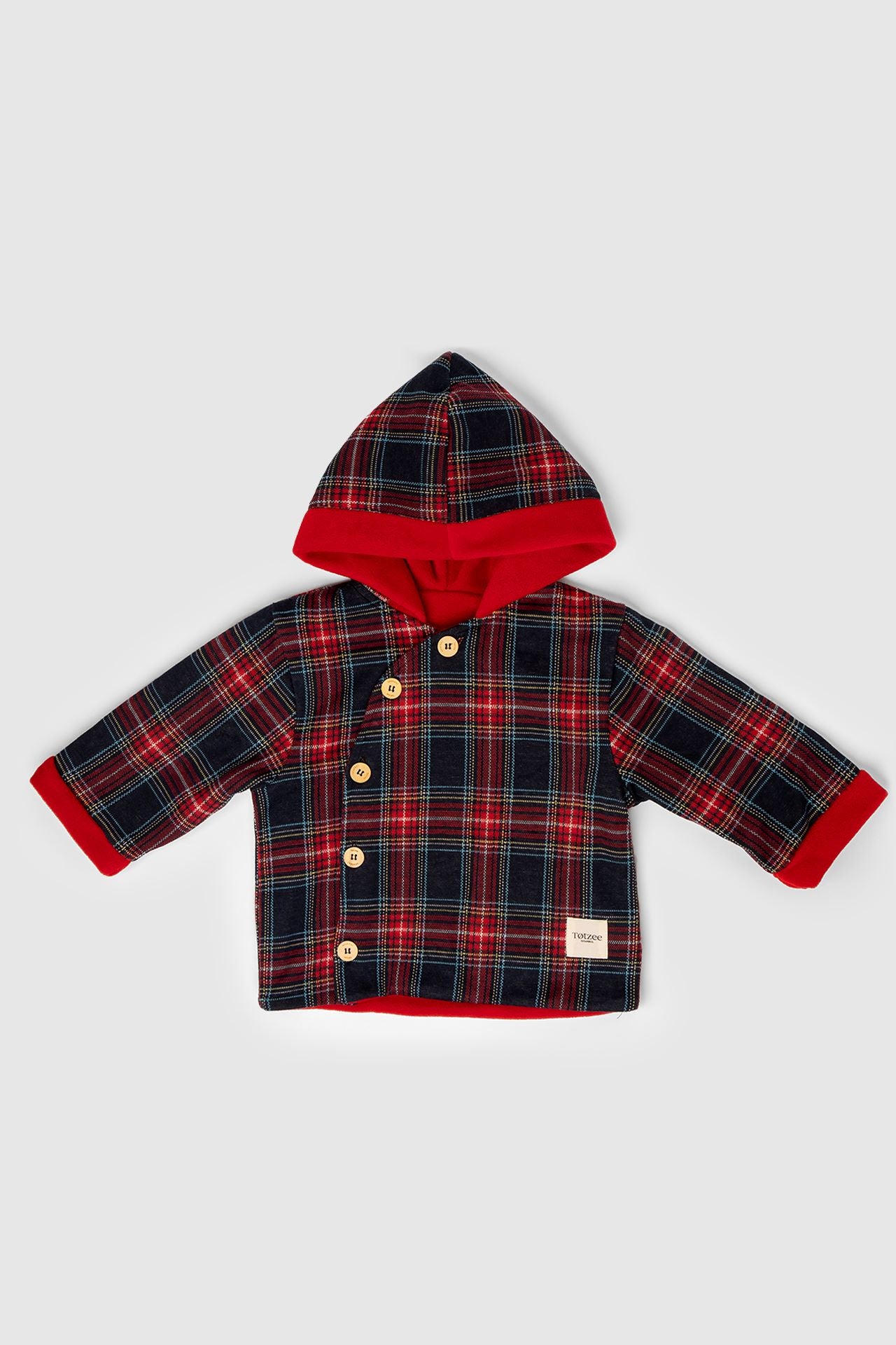 Totzee; Diagonal Mont Ekose Kırmızı & Lacivert; Diagonal Coat Plaid Red & Dark Blue