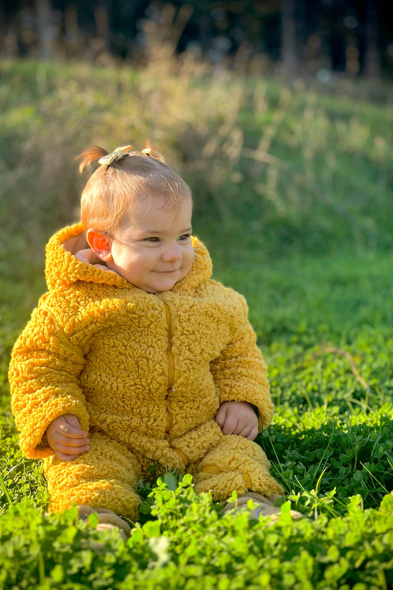 Totzee; Kapüşonlu Pelüş Tulum Safran Sarısı; Hooded Plush Romper Saffron Yellow