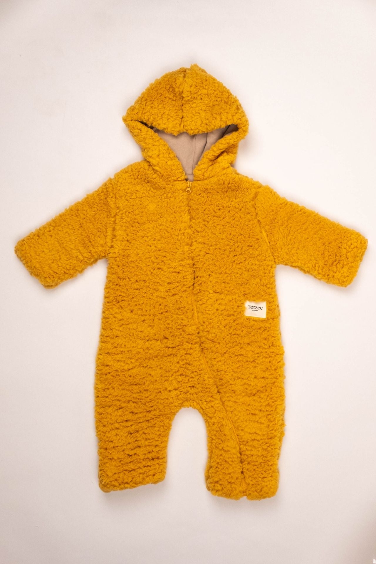 Totzee; Kapüşonlu Pelüş Tulum Safran Sarısı; Hooded Plush Romper Saffron Yellow