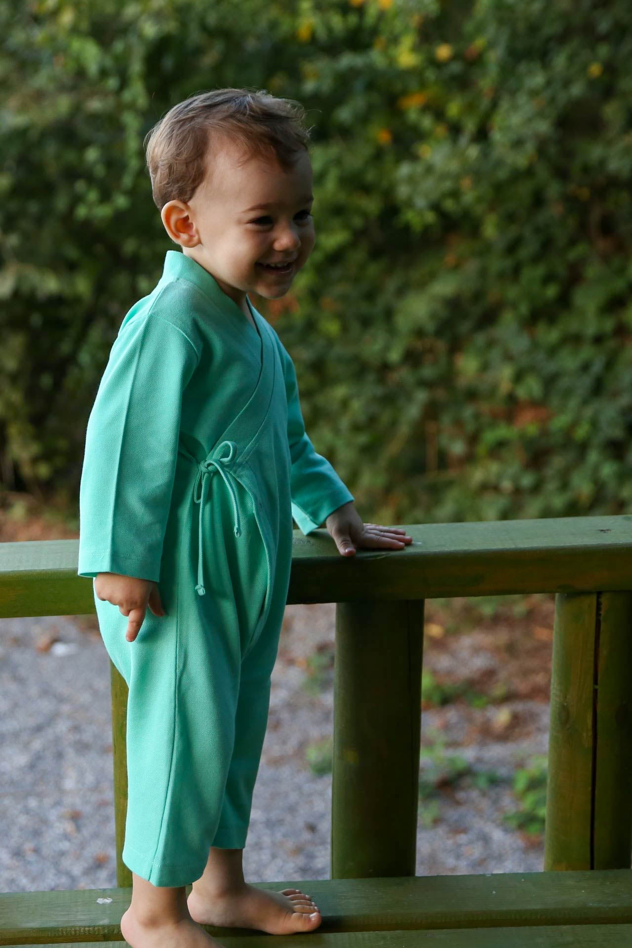 Totzee; Uzun Kimono Tulum Mint Yeşili; Long Kimono Romper Mint Green