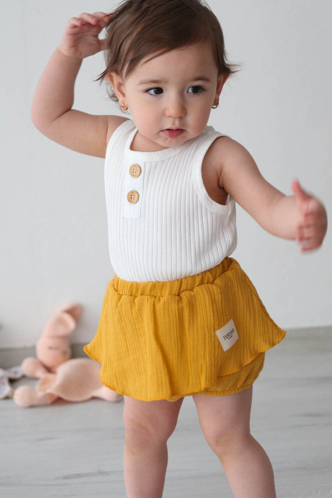 Totzee; Müslin Etekli Şort Sonbahar Sarısı; Muslin Bloomer Skirt Autumn Yellow