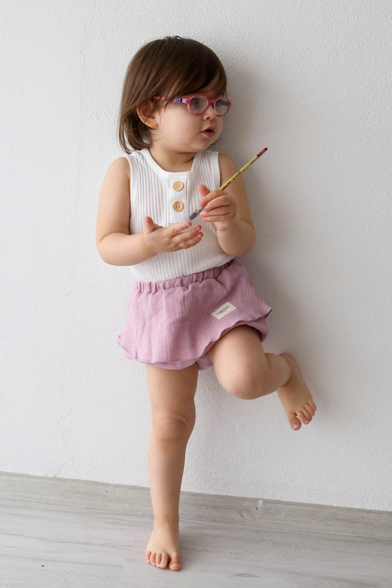 Totzee; Müslin Etekli Şort Lila; Muslin Bloomer Skirt Lilac