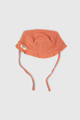 Totzee; Müslin Bucket Bağcıklı Şapka Mercan Rengi; Muslin Bucket Lace Up Hat Coraline