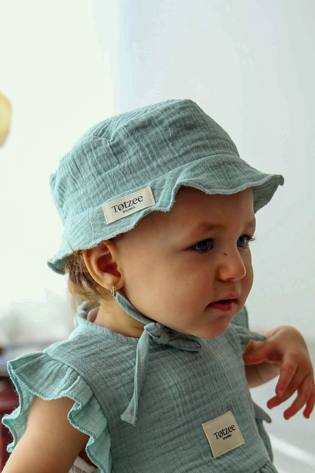 Totzee; Müslin Bucket Bağcıklı Şapka Camgöbeği; Muslin Bucket Lace Up Hat Cyan