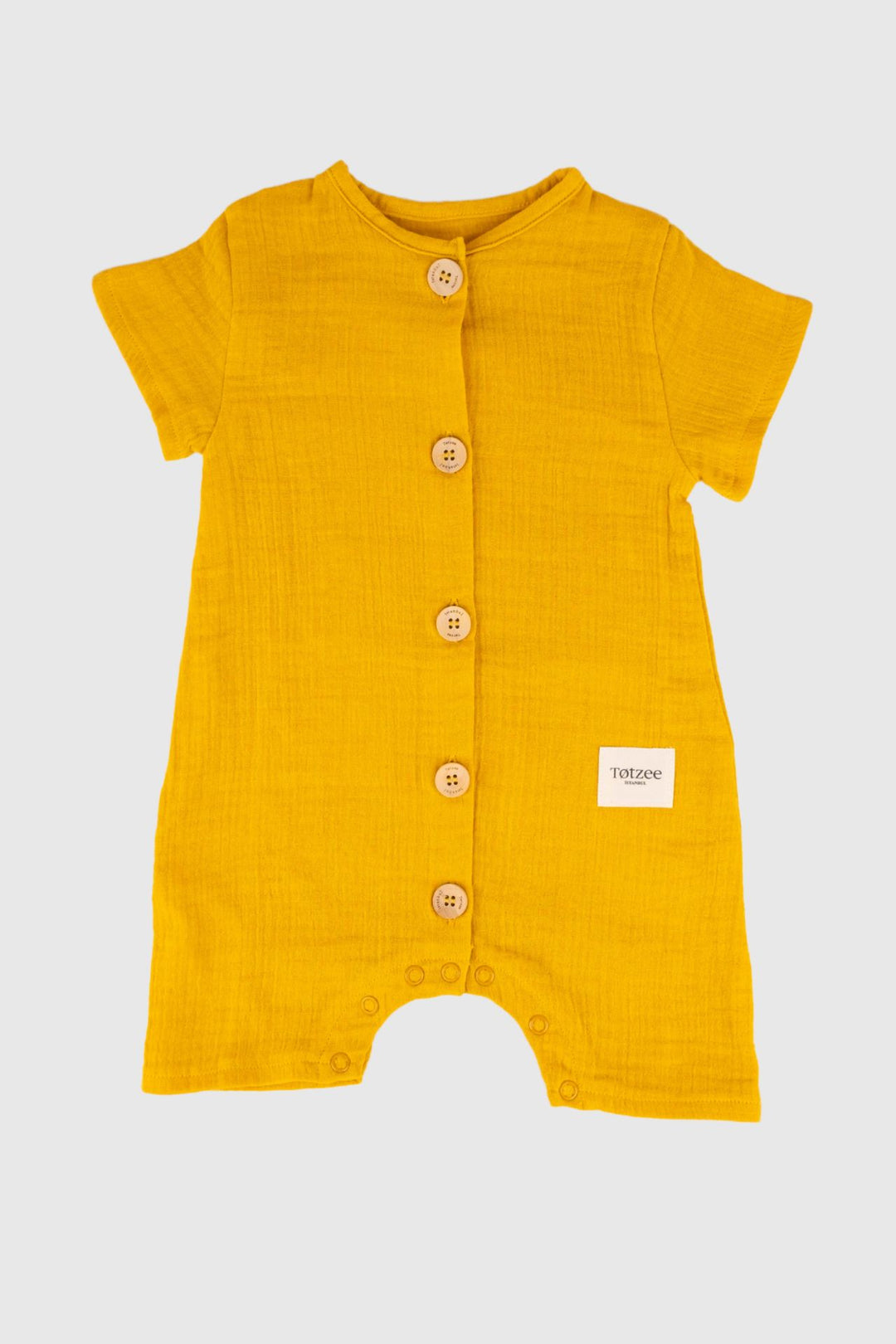 Totzee; Müslin Düğmeli Tulum Sonbahar Sarısı; Muslin Buttoned Romper Autumn Yellow