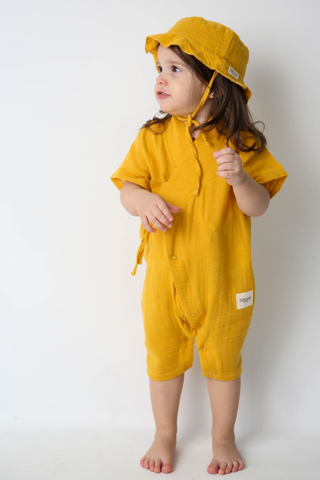 Totzee; Müslin Uzun Kimono Tulum Sonbahar Sarısı; Muslin Long Kimono Romper Autumn Yellow