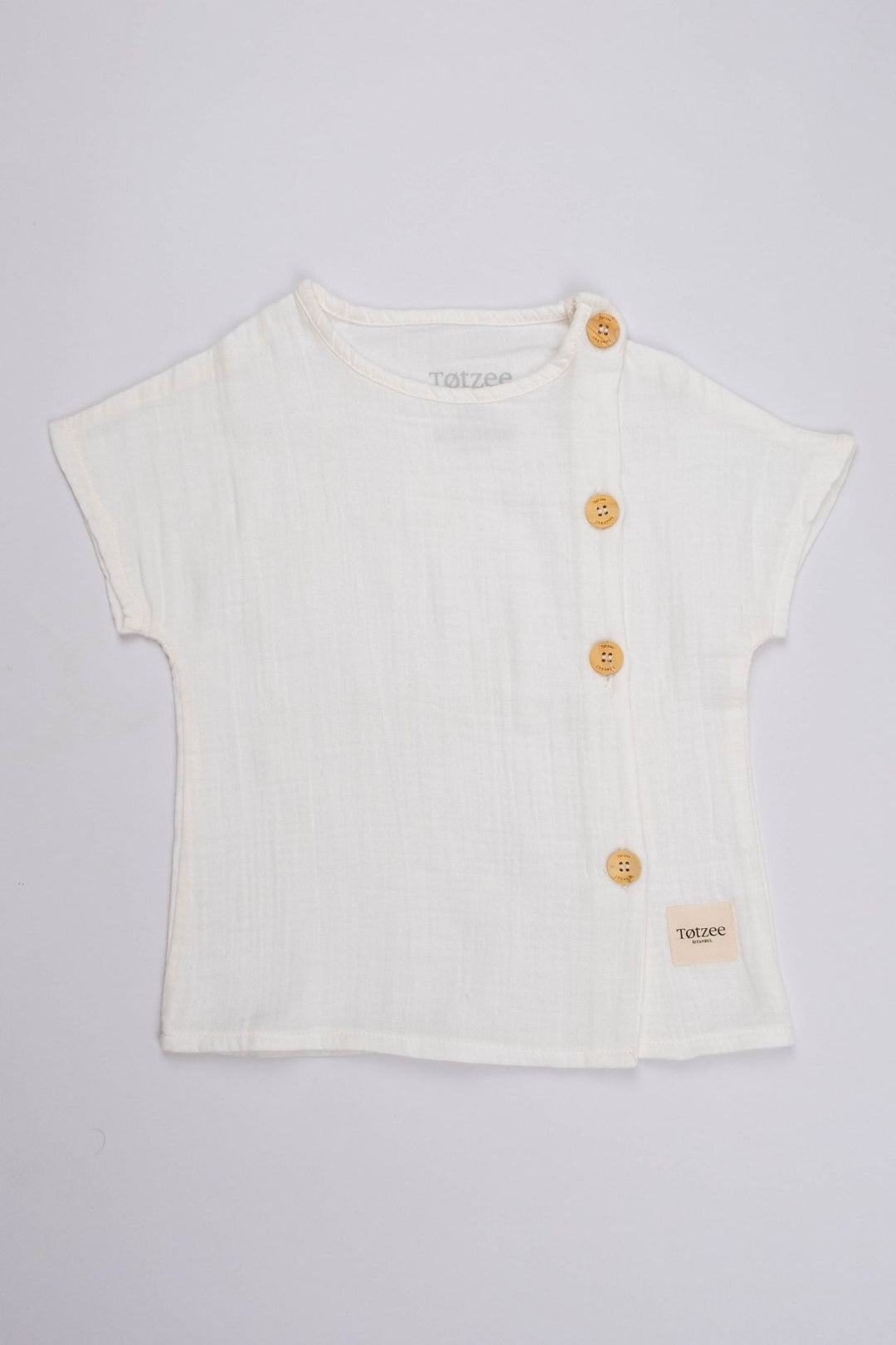 Totzee; Müslin Yandan Düğmeli Üst Ekru; Muslin Side Buttoned Top Ecru