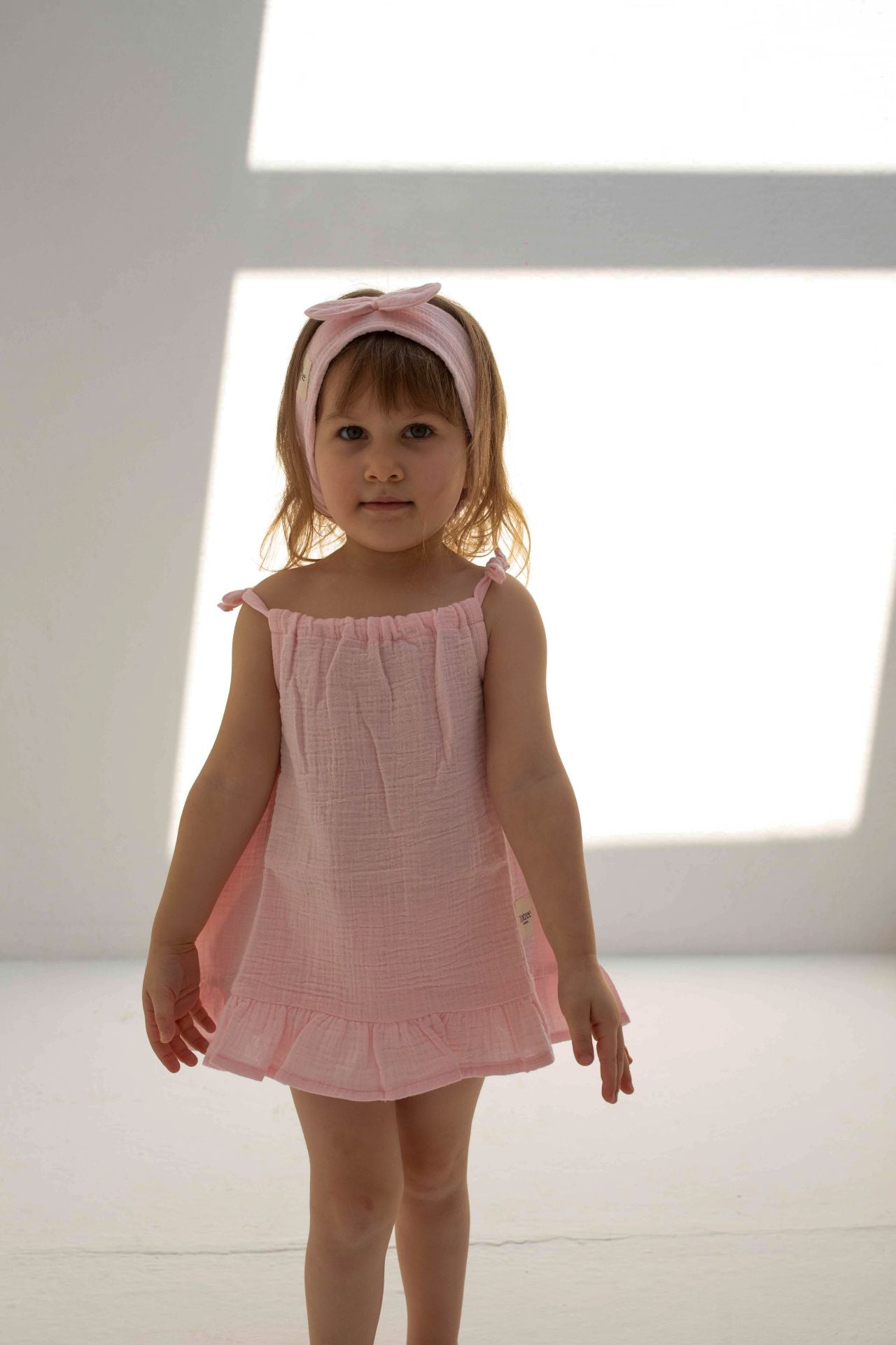 Totzee; Müslin İp Askılı Elbise Pembe; Muslin Strapped Dress Pink