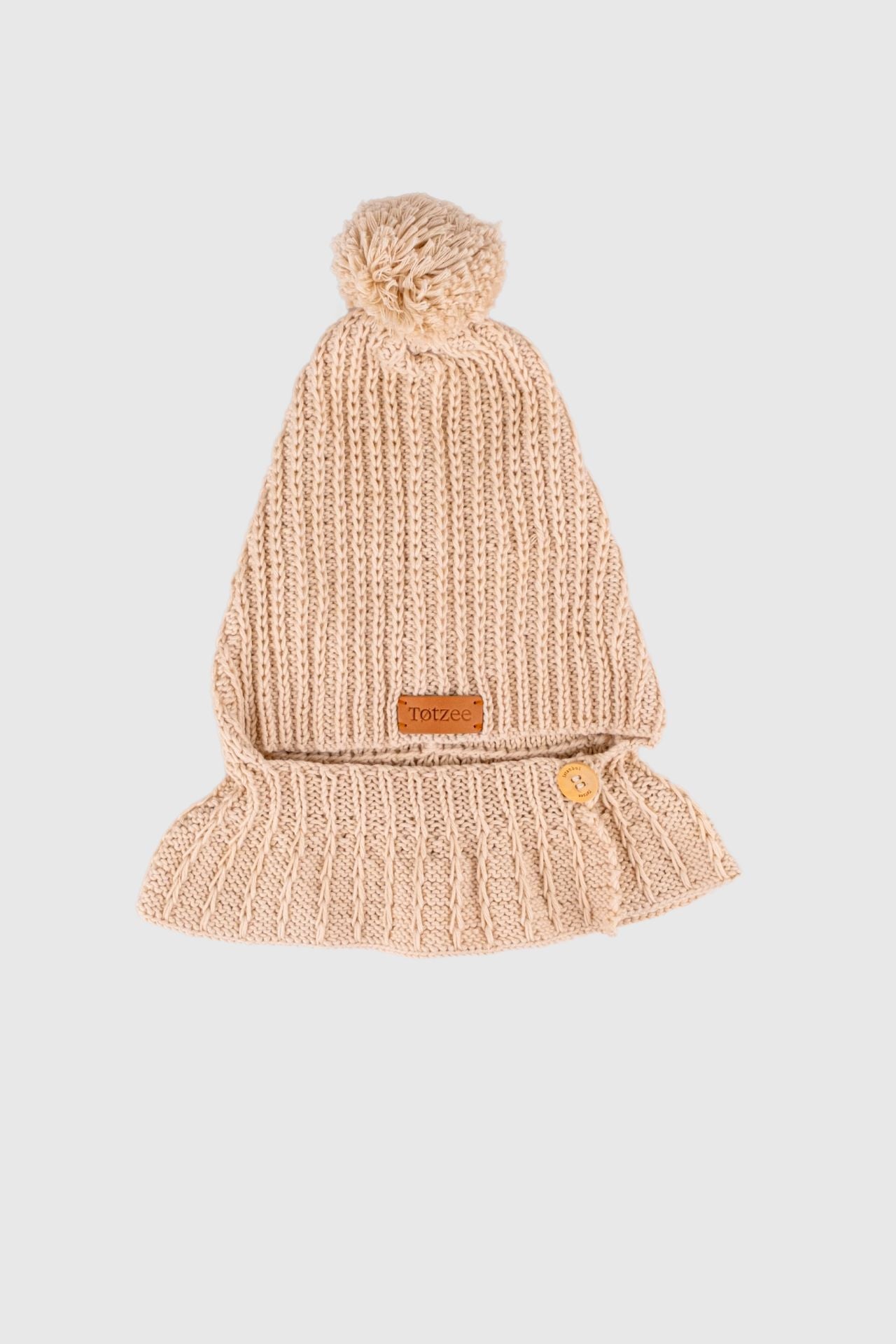 Totzee; Organik El Örgüsü Şövalye Şapka Antik Bej; Organic Hand-Knitted Knight Hat Antique Beige
