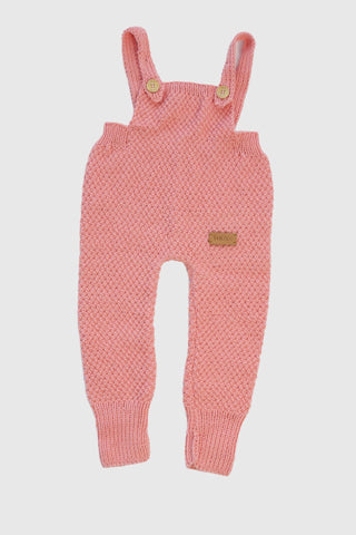 Totzee; Organik El Örgüsü Yüksek Bel Pantolon Şeftali Rengi; Organic Hand-Knitted High Waist Trousers Peach Colour
