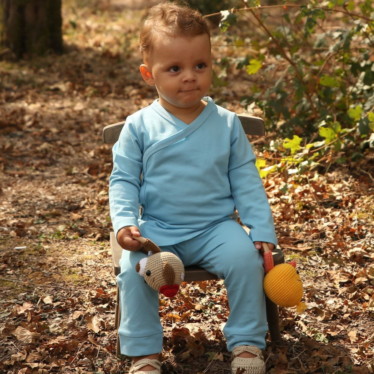 Totzee Buttoned Double-Breasted Top Sky Blue