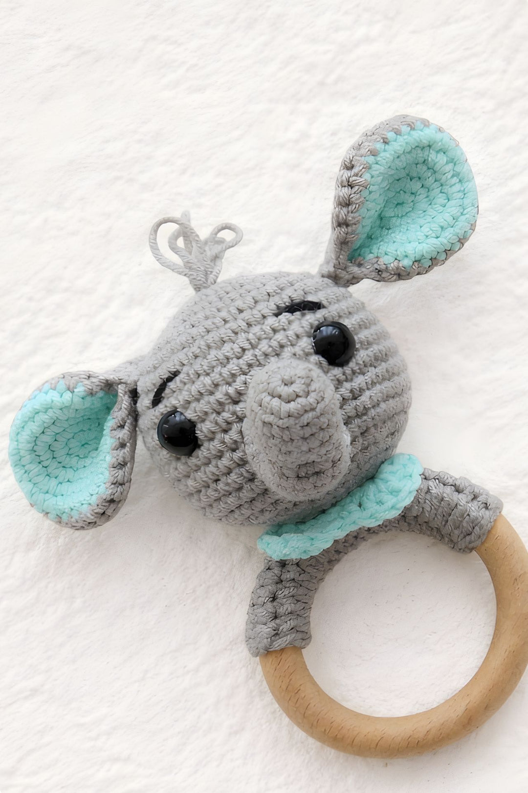 Totzee; Amigurumi Fil Çıngırak Gri; Amigurumi Elephant Rattle Gray
