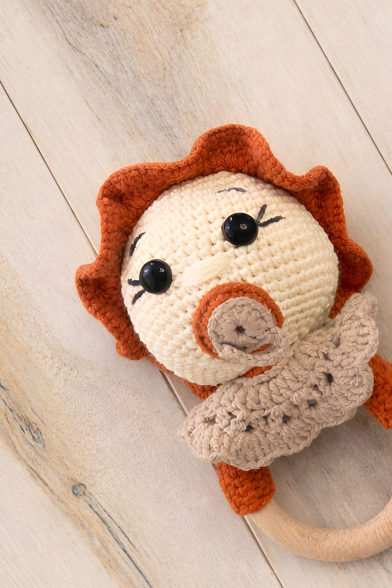 Totzee; Amigurumi Emzikli Bebek Çıngırak Mercan & Bej; Amigurumi Pacifier Doll Rattle Coraline & Beige