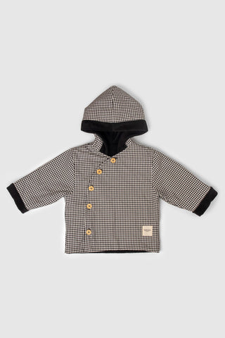 Totzee; Diagonal Mont Mini Ekose Siyah & Beyaz; Diagonal Coat Mini Plaid Black & White
