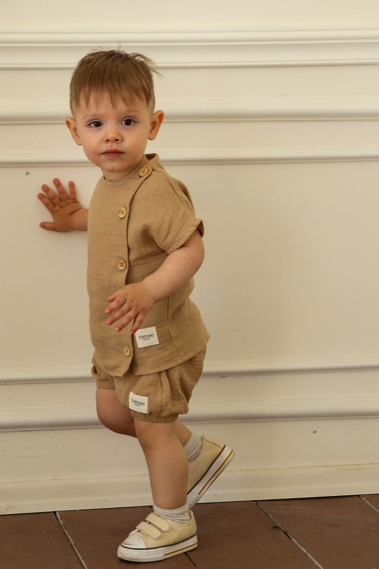 Totzee; Müslin Balon Şort Kumsal Beji; Muslin Balloon Shorts Desert Sand