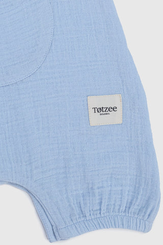 Totzee; Müslin Kanguru Cepli Salopet Bebek Mavisi; Muslin Kangaroo Pocket Salopettes Baby Blue