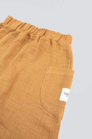 Totzee; Müslin Cepli Pantolon Camel Kahverengi; Muslin Pocket Trousers Camel Brown