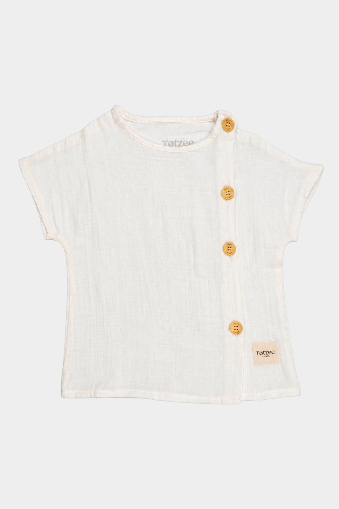Totzee; Müslin Yandan Düğmeli Üst Ekru; Muslin Side Buttoned Top Ecru