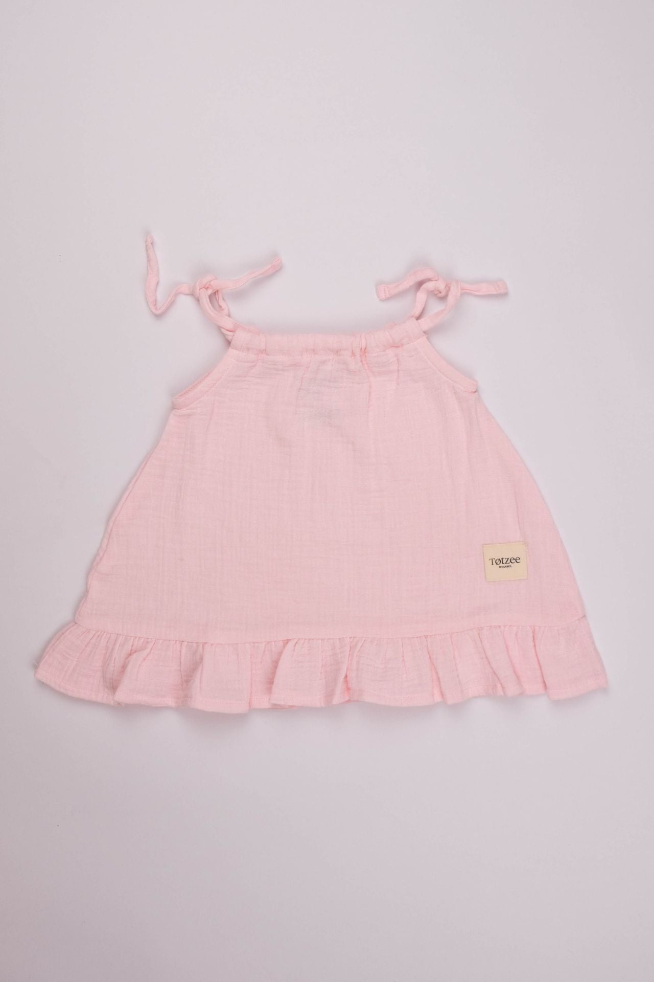 Totzee; Müslin İp Askılı Elbise Pembe; Muslin Strapped Dress Pink