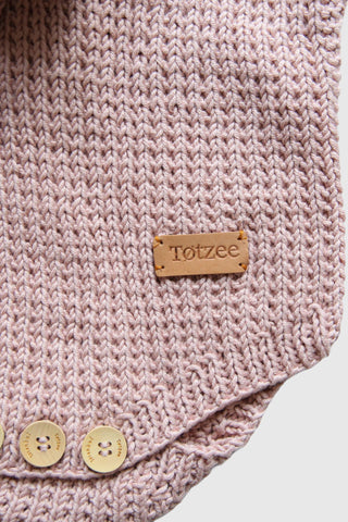 Totzee; Organik El Örgüsü Yakalı Body Lavanta Pembesi; Organic Hand-Knitted Collared Body Lavender Pink
