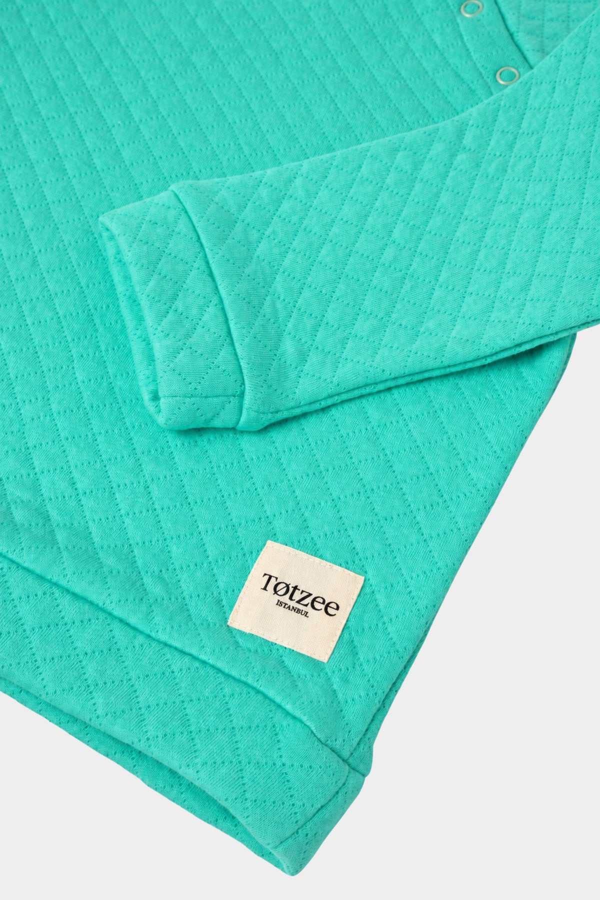 Totzee; Çıtçıtlı Kapitone Sweatshirt Mint Yeşili; Quilted Snap Sweatshirt Mint Green