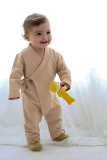 Totzee; Uzun Kimono Tulum Çakıltaşı; Long Kimono Jumpsuit Stone Beige