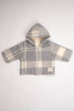 Totzee; Kapüşonlu Mont Ekose Gri & Krem; Hooded Coat Plaid Reb & Cream