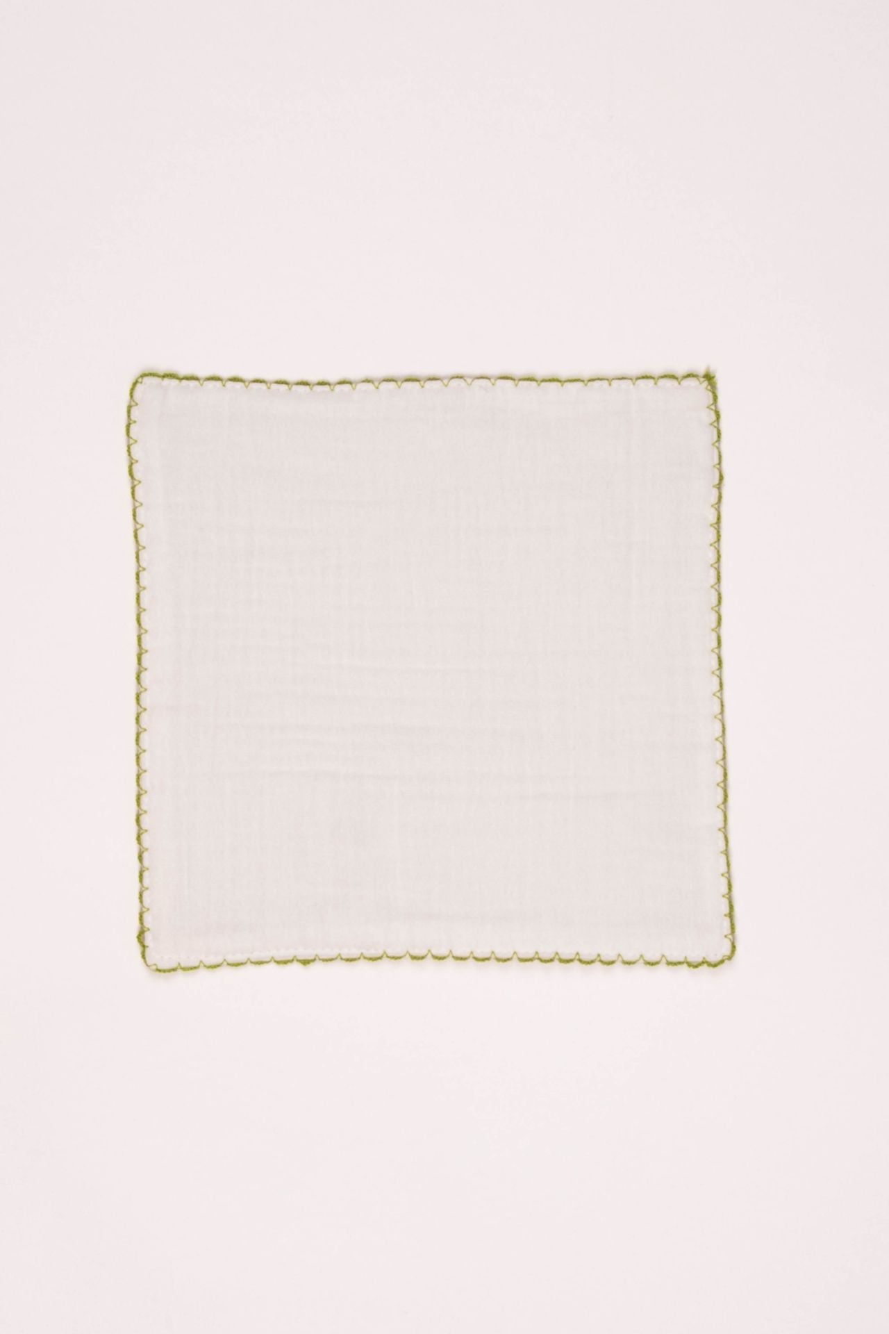 Totzee; Müslin Yeşil Kroşeta Detaylı Bebek Mendili Ekru; Muslin Green Crochet Detail Baby Wipe Ecru
