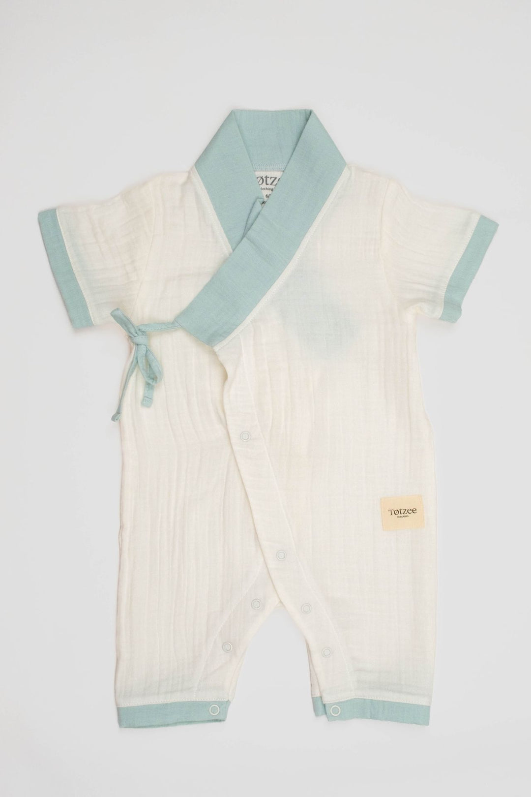 Totzee; Müslin Uzun Kimono Tulum Ekru & Camgöbeği; Muslin Long Kimono Jumpsuit Ecru & Cyan