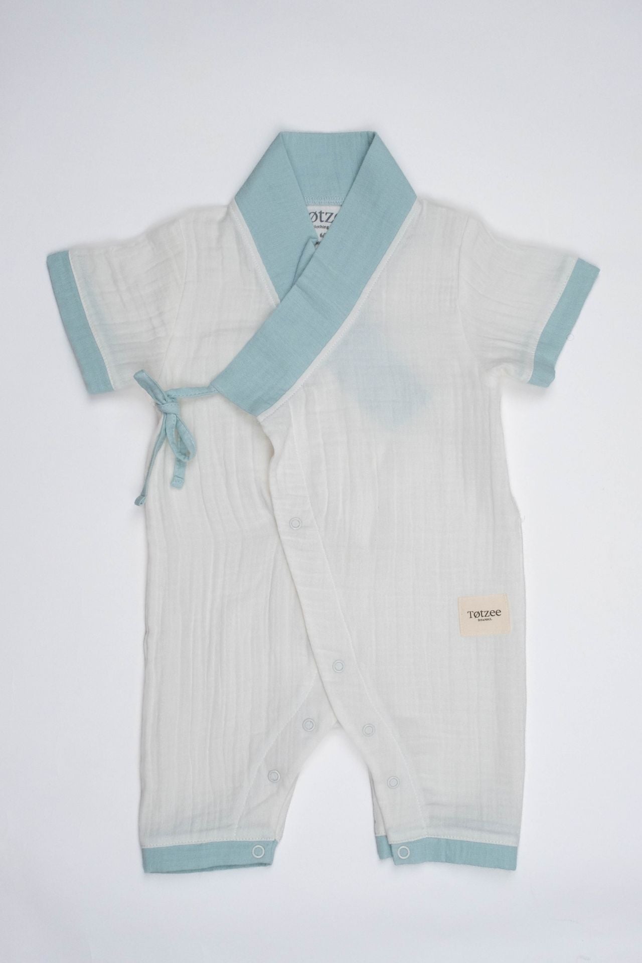 Totzee; Müslin Uzun Kimono Tulum Ekru & Camgöbeği; Muslin Long Kimono Jumpsuit Ecru & Cyan