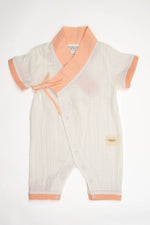 Totzee; Müslin Uzun Kimono Tulum Ekru & Somon; Muslin Long Kimono Jumpsuit Ecru & Salmon