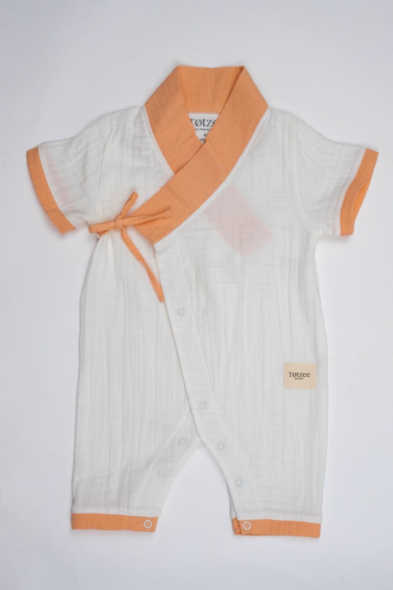 Totzee; Müslin Uzun Kimono Tulum Ekru & Somon; Muslin Long Kimono Jumpsuit Ecru & Salmon