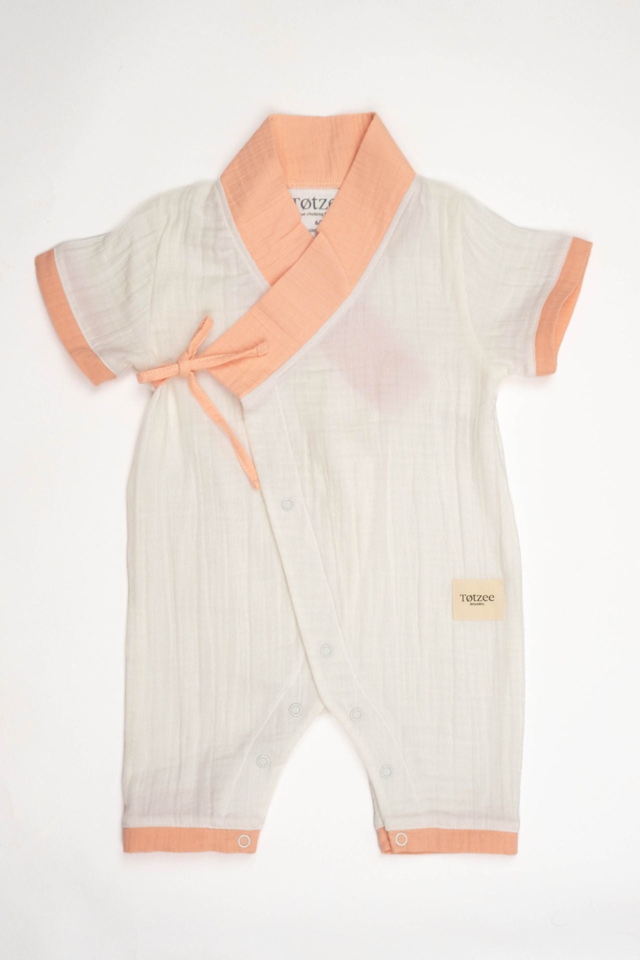 Totzee; Müslin Uzun Kimono Tulum Ekru & Somon; Muslin Long Kimono Jumpsuit Ecru & Salmon