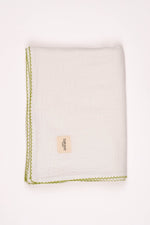 Totzee; Müslin Yenidoğan Yeşil Kroşeta Detaylı Pike Ekru; Muslin Newborn Green Crochet Detail Baby Blanket