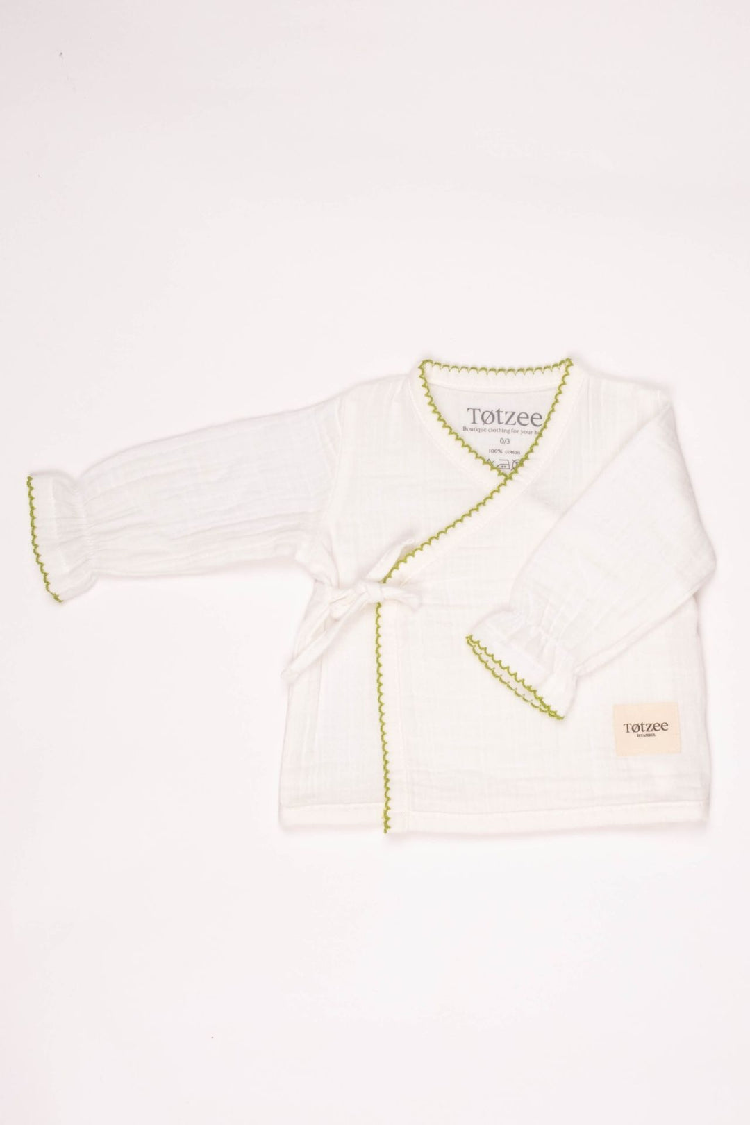 Totzee; Müslin Yenidoğan Yeşil Kroşeta Detaylı Üst; Muslin Newborn Green Crochet Detail Top