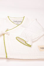 Totzee; Müslin Yenidoğan Yeşil Kroşeta Detaylı Üst; Muslin Newborn Green Crochet Detail Top