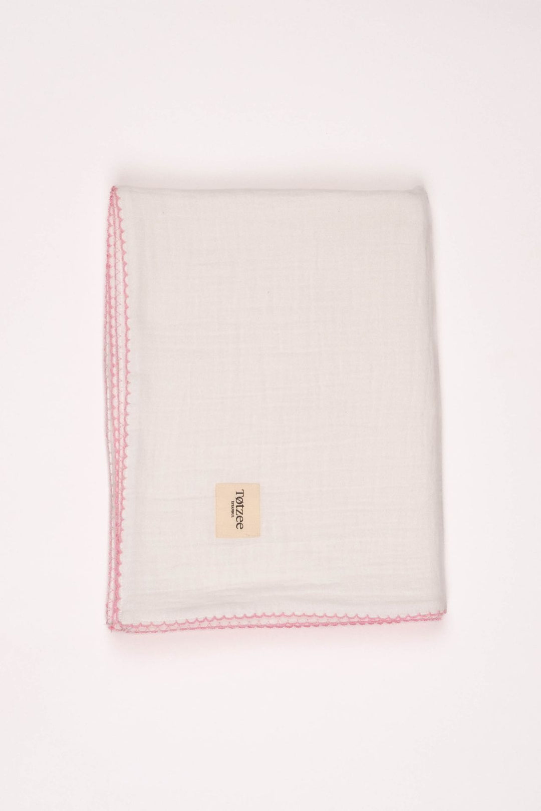 Totzee; Müslin Yenidoğan Pembe Kroşeta Detaylı Pike Ekru;  Muslin Newborn Pink Crochet Detail Baby Blanket