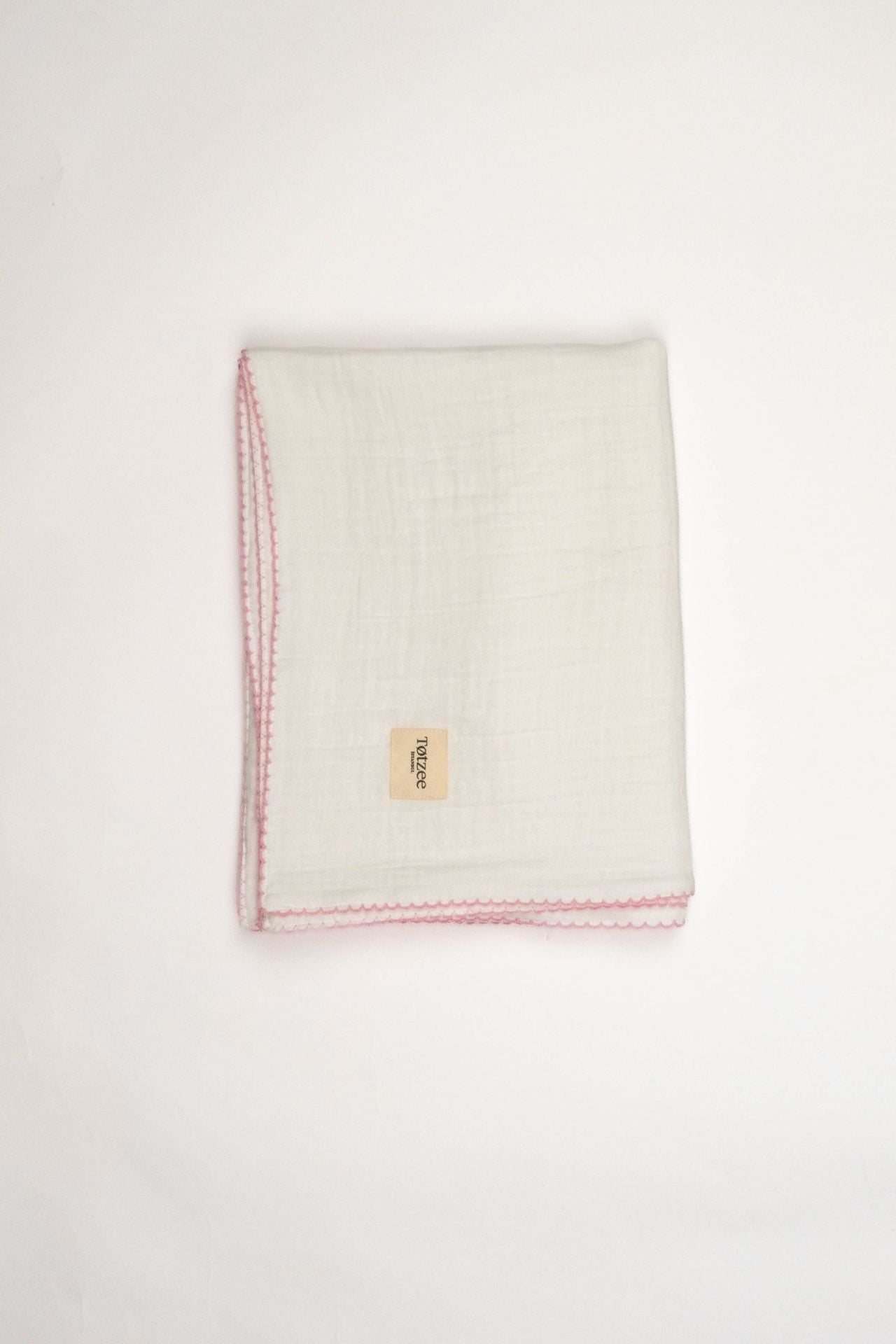 Totzee; Müslin Yenidoğan Pembe Kroşeta Detaylı Pike Ekru;  Muslin Newborn Pink Crochet Detail Baby Blanket