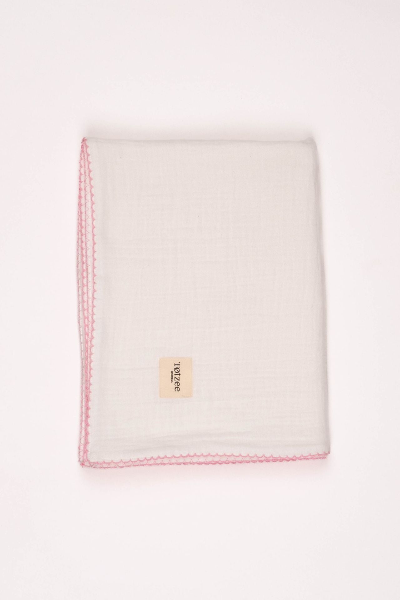 Totzee; Müslin Yenidoğan Pembe Kroşeta Detaylı Pike Ekru;  Muslin Newborn Pink Crochet Detail Baby Blanket