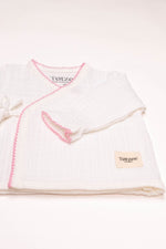 Totzee; Müslin Yenidoğan Pembe Kroşeta Detaylı Üst Ekru; Muslin Newborn Pink Crochet Detail Top