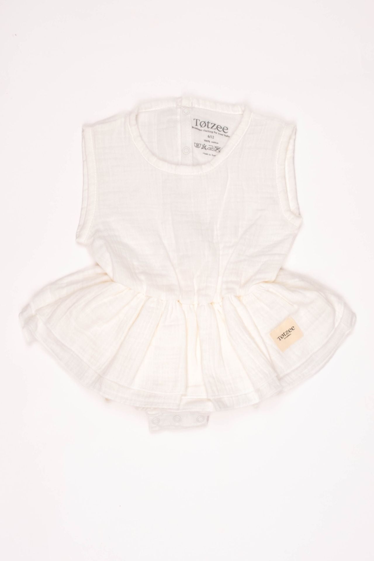 Totzee; Müslin Alttan Çıtçıtlı Fırfırlı Elbise Ekru; Muslin Ruffle Baby Girl Romper Dress Ecru