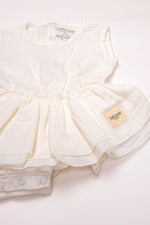 Totzee; Müslin Alttan Çıtçıtlı Fırfırlı Elbise Ekru; Muslin Ruffle Baby Girl Romper Dress Ecru