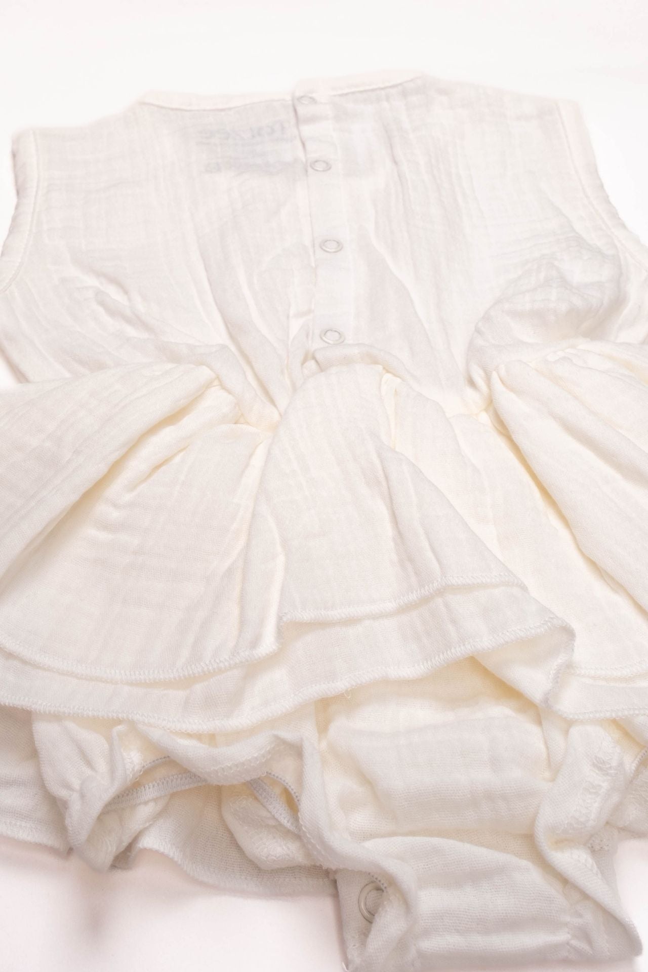 Totzee; Müslin Alttan Çıtçıtlı Fırfırlı Elbise Ekru; Muslin Ruffle Baby Girl Romper Dress Ecru