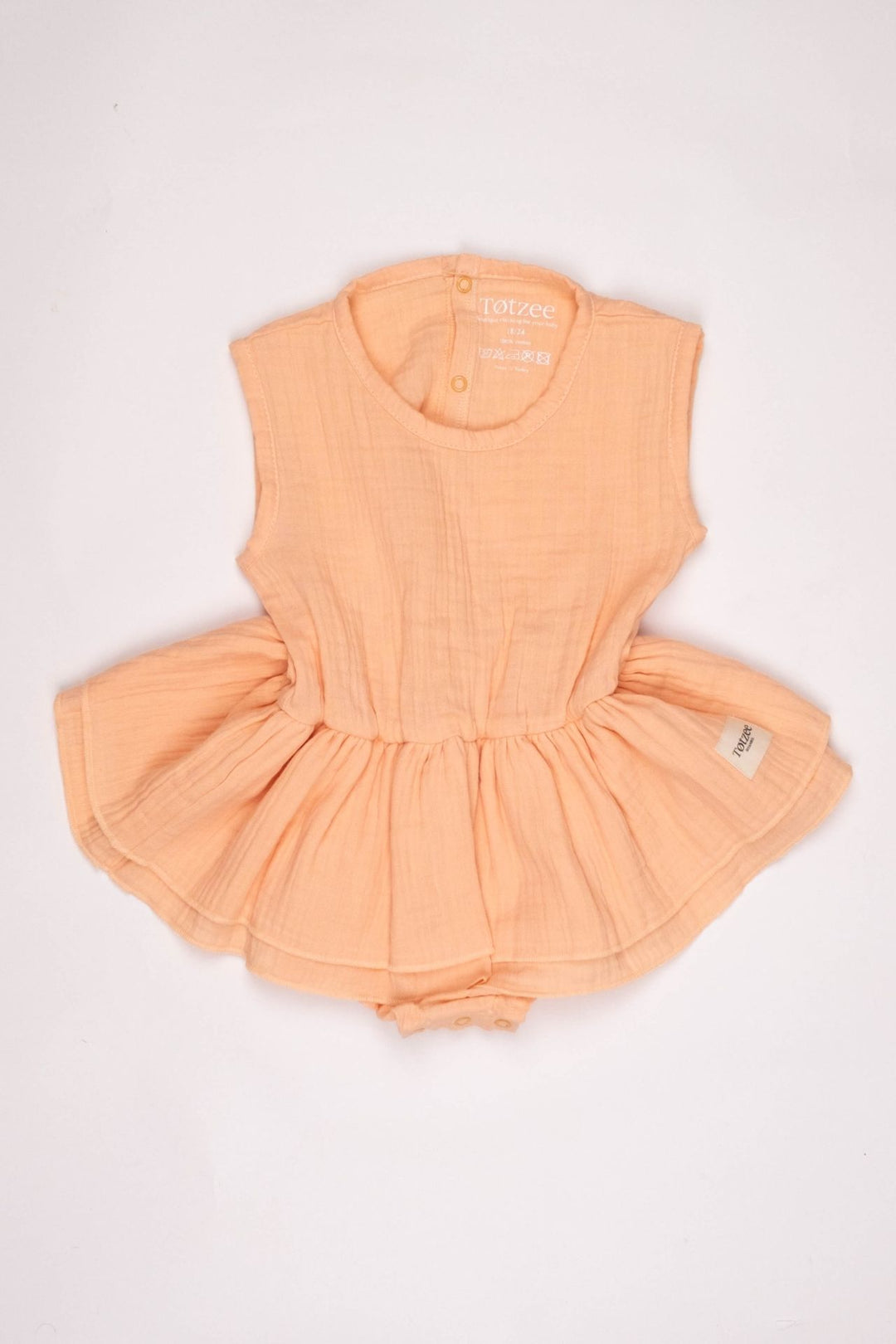 Totzee; Müslin Alttan Çıtçıtlı Fırfırlı Elbise Somon; Muslin Ruffle Baby Girl Romper Dress Salmon