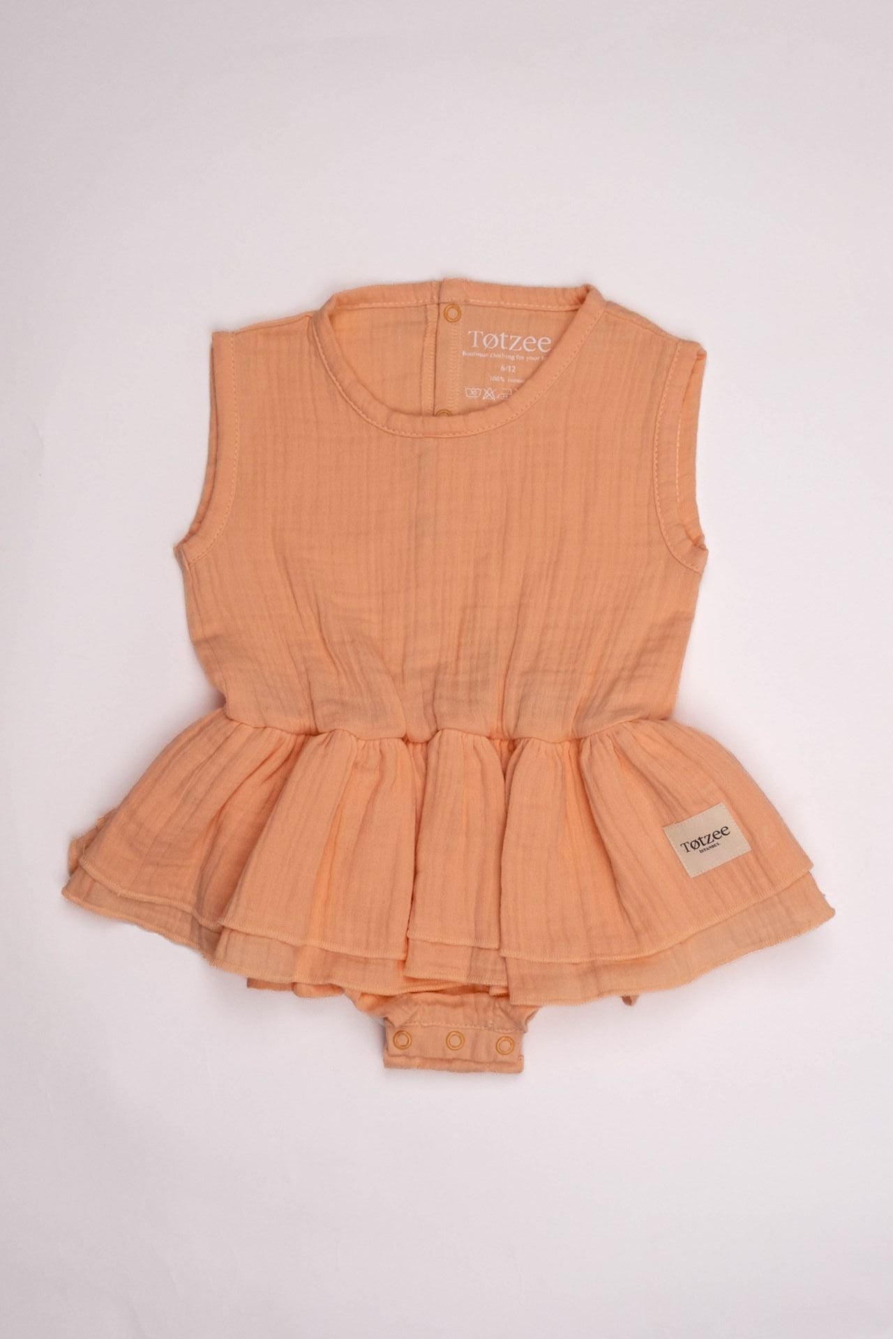 Totzee; Müslin Alttan Çıtçıtlı Fırfırlı Elbise Somon; Muslin Ruffle Baby Girl Romper Dress Salmon