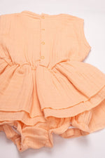 Totzee; Müslin Alttan Çıtçıtlı Fırfırlı Elbise Somon; Muslin Ruffle Baby Girl Romper Dress Salmon