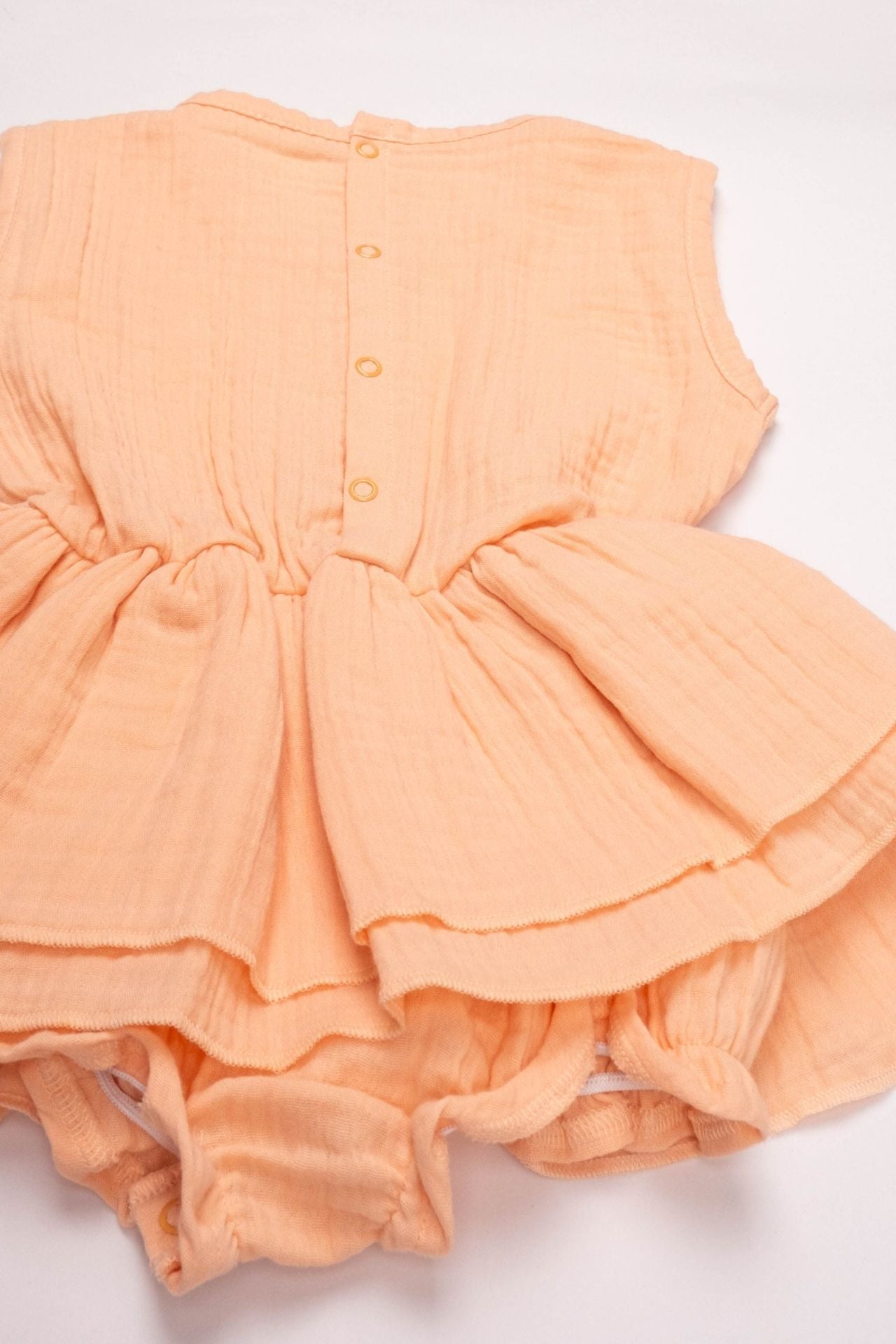 Totzee; Müslin Alttan Çıtçıtlı Fırfırlı Elbise Somon; Muslin Ruffle Baby Girl Romper Dress Salmon