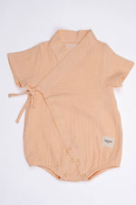 Totzee; Müslin Kısa Kimono Tulum Somon; Muslin Short Kimono Romper Salmon