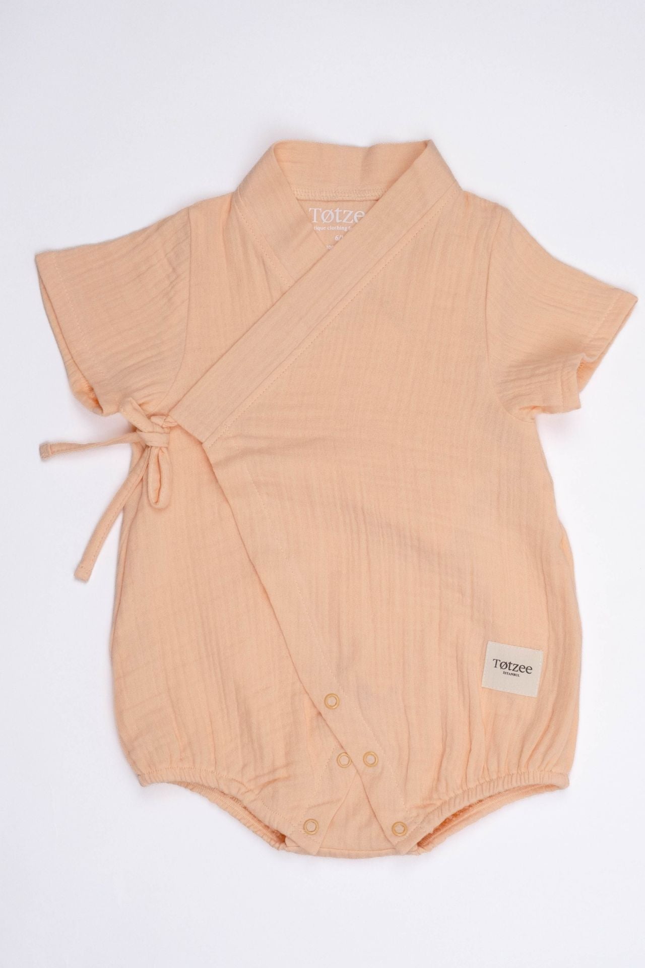 Totzee; Müslin Kısa Kimono Tulum Somon; Muslin Short Kimono Romper Salmon